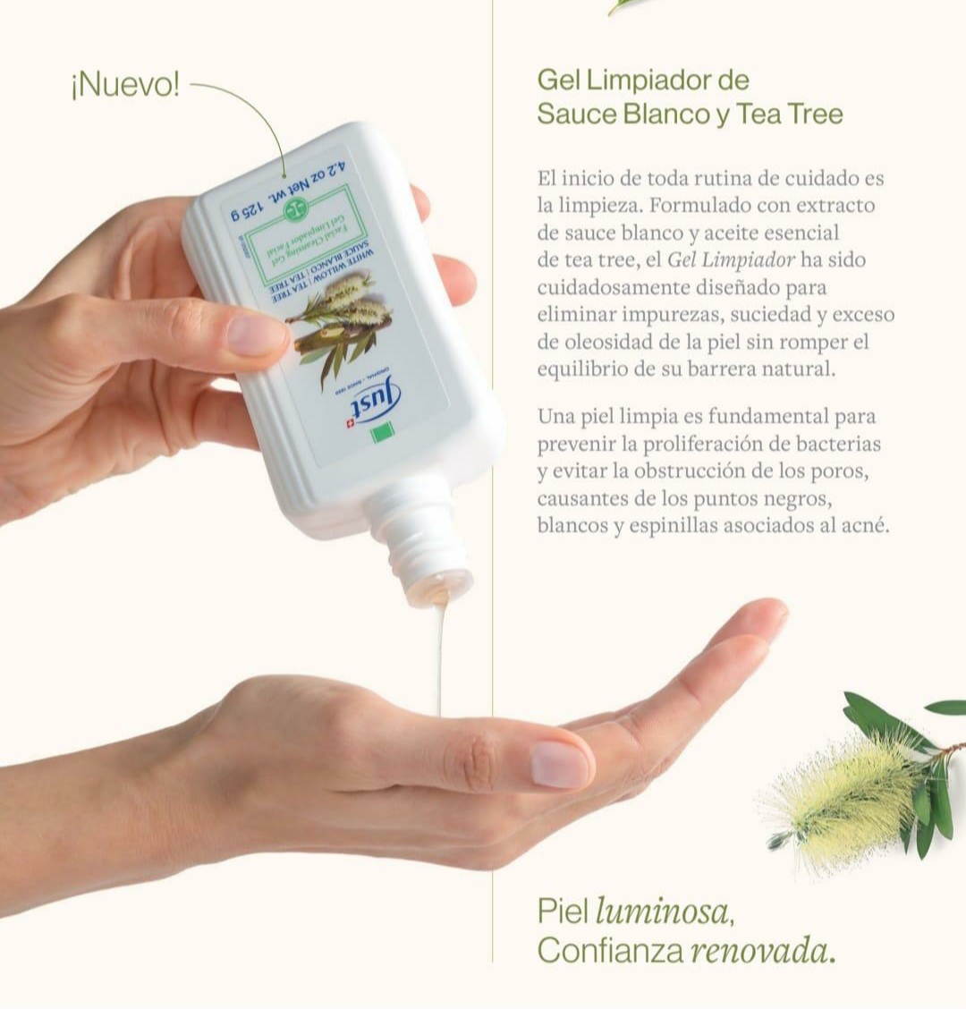 Gel limpiador de Sauce Blanco y Tea Tree 125g 